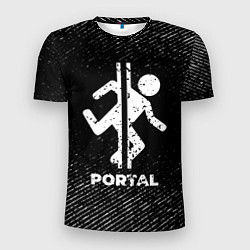 Футболка спортивная мужская Portal с потертостями на темном фоне, цвет: 3D-принт