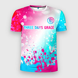 Футболка спортивная мужская Three Days Grace neon gradient style: символ сверх, цвет: 3D-принт