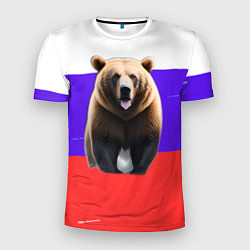 Футболка спортивная мужская Медведь на флаге, цвет: 3D-принт