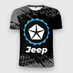 Мужская спорт-футболка Jeep в стиле Top Gear со следами шин на фоне