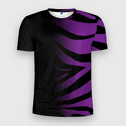 Мужская спорт-футболка Фиолетовый с черными полосками зебры