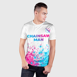 Футболка спортивная мужская Chainsaw Man neon gradient style: символ сверху, цвет: 3D-принт — фото 2