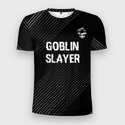 Футболка спортивная мужская Goblin Slayer glitch на темном фоне: символ сверху, цвет: 3D-принт