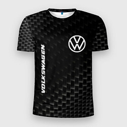 Футболка спортивная мужская Volkswagen карбоновый фон, цвет: 3D-принт