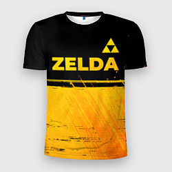 Мужская спорт-футболка Zelda - gold gradient: символ сверху