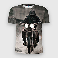 Мужская спорт-футболка Мотоцикл в дождь