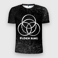 Футболка спортивная мужская Elden Ring с потертостями на темном фоне, цвет: 3D-принт