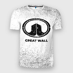 Мужская спорт-футболка Great Wall с потертостями на светлом фоне