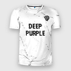 Футболка спортивная мужская Deep Purple glitch на светлом фоне: символ сверху, цвет: 3D-принт