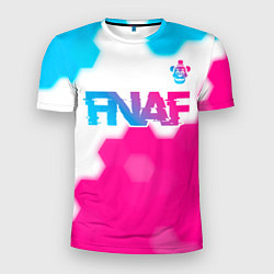 Мужская спорт-футболка FNAF neon gradient style: символ сверху
