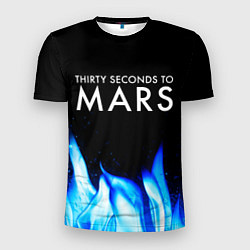 Футболка спортивная мужская Thirty Seconds to Mars blue fire, цвет: 3D-принт