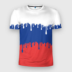 Футболка спортивная мужская Флаг России - потёки, цвет: 3D-принт