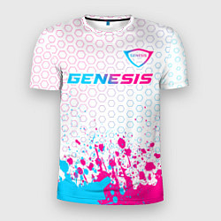 Мужская спорт-футболка Genesis neon gradient style: символ сверху