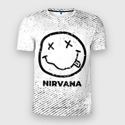 Футболка спортивная мужская Nirvana с потертостями на светлом фоне, цвет: 3D-принт