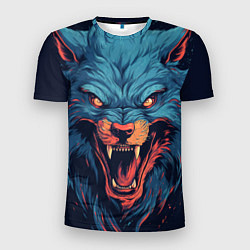 Мужская спорт-футболка Art blue wolf