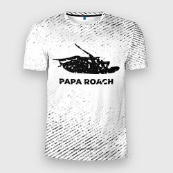 Футболка спортивная мужская Papa Roach с потертостями на светлом фоне, цвет: 3D-принт