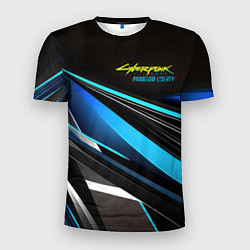 Мужская спорт-футболка Cyberpunk 2077 phantom liberty black blue abstract