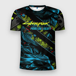 Мужская спорт-футболка Cyberpunk 2077 phantom liberty abstract logo