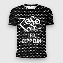 Мужская спорт-футболка Led Zeppelin glitch на темном фоне