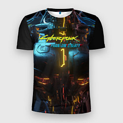 Мужская спорт-футболка Киберпанк 2077 призрачная свобода неоновый торс
