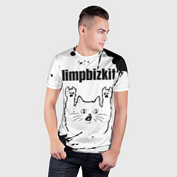 Футболка спортивная мужская Limp Bizkit рок кот на светлом фоне, цвет: 3D-принт — фото 2