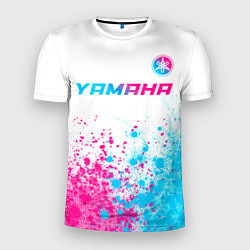 Футболка спортивная мужская Yamaha neon gradient style: символ сверху, цвет: 3D-принт