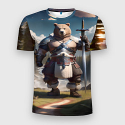 Мужская спорт-футболка Медведь берсерк с двуручным мечом