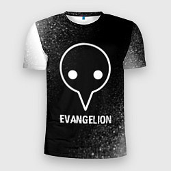 Мужская спорт-футболка Evangelion glitch на темном фоне
