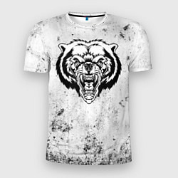 Мужская спорт-футболка Черно-белый медведь в ярости