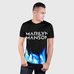 Футболка спортивная мужская Marilyn Manson blue fire, цвет: 3D-принт — фото 2