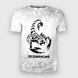 Футболка спортивная мужская Scorpions с потертостями на светлом фоне, цвет: 3D-принт