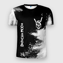 Футболка спортивная мужская Depeche Mode и рок символ на темном фоне, цвет: 3D-принт