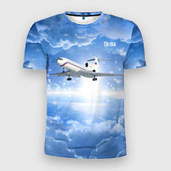 Мужская спорт-футболка Ту-154 в морозном небе