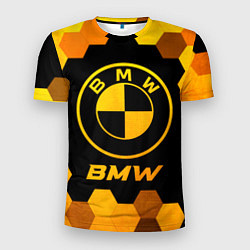 Мужская спорт-футболка BMW - gold gradient