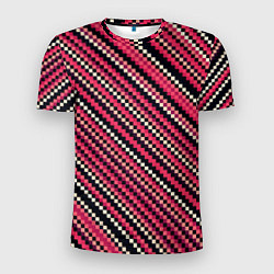 Мужская спорт-футболка Полосы пиксели красный