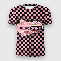 Футболка спортивная мужская Blackpink logo roses, цвет: 3D-принт