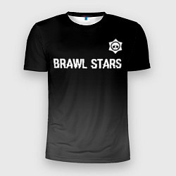 Футболка спортивная мужская Brawl Stars glitch на темном фоне: символ сверху, цвет: 3D-принт