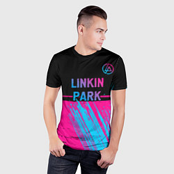 Футболка спортивная мужская Linkin Park - neon gradient: символ сверху, цвет: 3D-принт — фото 2