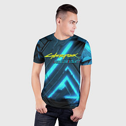 Футболка спортивная мужская Cyberpunk neon style, цвет: 3D-принт — фото 2