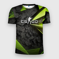 Футболка спортивная мужская CS GO green black abstract, цвет: 3D-принт