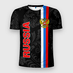 Футболка спортивная мужская Russia black style, цвет: 3D-принт
