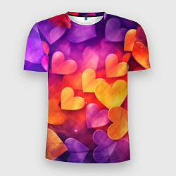 Мужская спорт-футболка Разноцветные сердечки