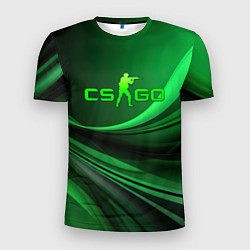 Футболка спортивная мужская CS GO green abstract, цвет: 3D-принт