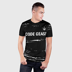 Футболка спортивная мужская Code Geass glitch на темном фоне: символ сверху, цвет: 3D-принт — фото 2