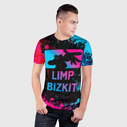 Футболка спортивная мужская Limp Bizkit - neon gradient, цвет: 3D-принт — фото 2