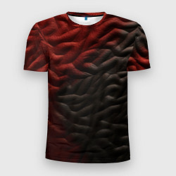 Футболка спортивная мужская Красно черная волнистая текстура, цвет: 3D-принт