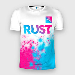 Футболка спортивная мужская Rust neon gradient style: символ сверху, цвет: 3D-принт