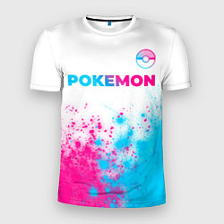 Футболка спортивная мужская Pokemon neon gradient style: символ сверху, цвет: 3D-принт