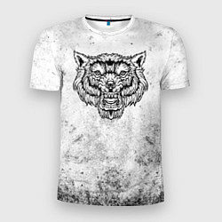Мужская спорт-футболка Черно-белый яростный волк
