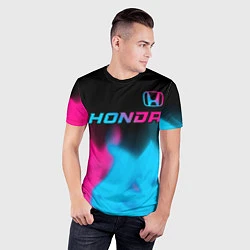 Футболка спортивная мужская Honda - neon gradient: символ сверху, цвет: 3D-принт — фото 2